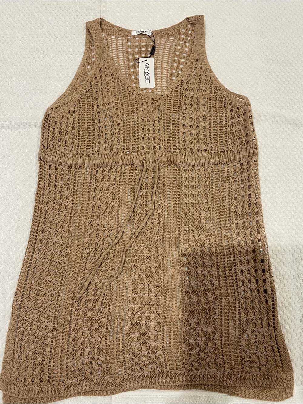 AMUAGE Crochet Tank Dress in Camel